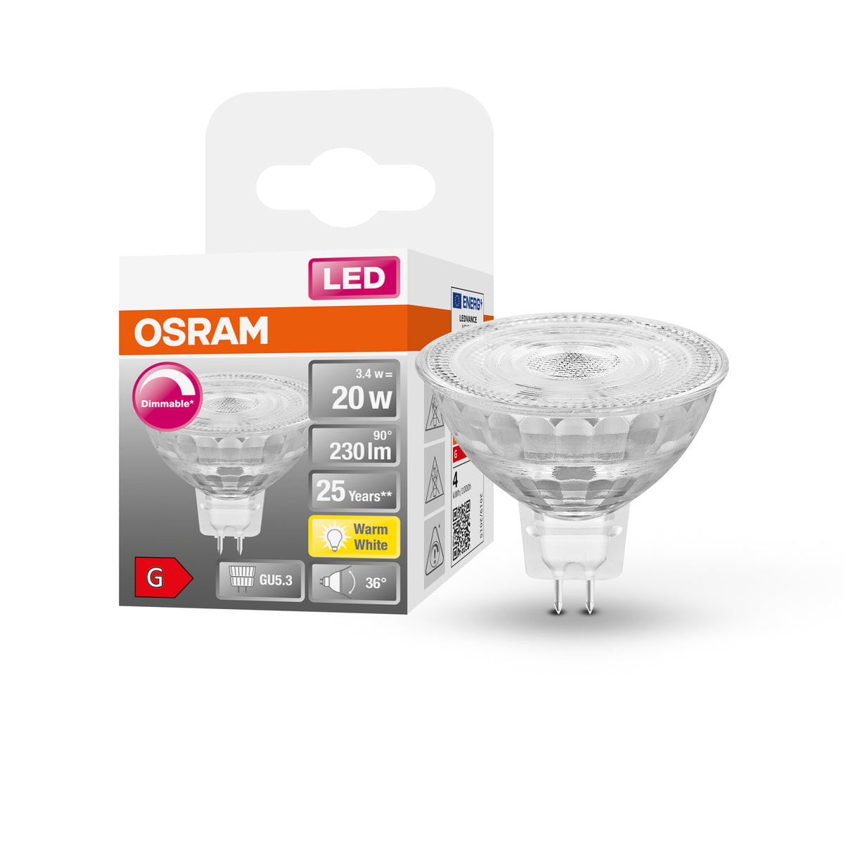 OSRAM Superstar Reflektorlampe klares Glas ,Warmweiß (2700K), 230 Lumen, Ersatz für herkömmliche 20W-Leuchtmittel, dimmbar GU5.3-Leuchtmittel-LEDVANCE Shop