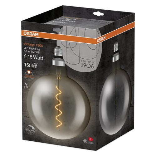 OSRAM Vintage 1906 LED-Lampe, Smoke-Tönung, 4,8W, 150lm , Warmweiß , E27-Leuchtmittel-LEDVANCE Shop