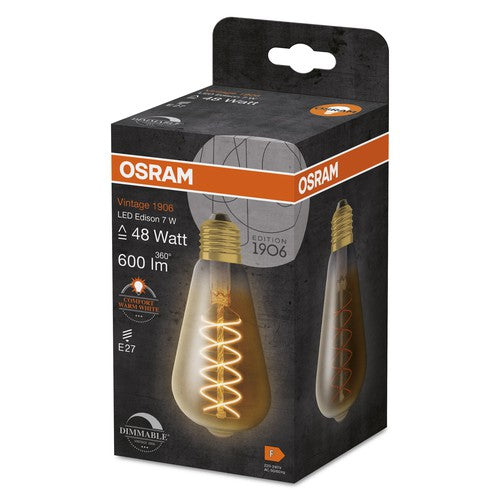OSRAM Vintage 1906 LED-Lampe, Gold-Tönung, 7W, 600lm , Warmweiß , E27-Leuchtmittel-LEDVANCE Shop