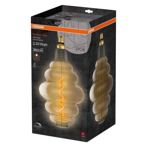 OSRAM Vintage 1906 LED-Lampe, Gold-Tönung, 4,8W, 360lm , Warmweiß , E27-Leuchtmittel-LEDVANCE Shop