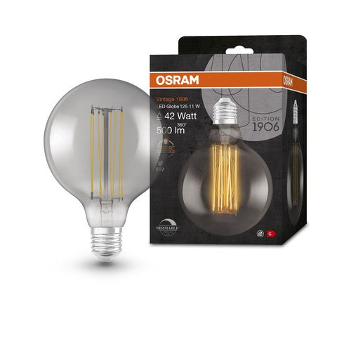 OSRAM Vintage 1906 LED-Lampe, Smoke-Tönung, 11W, 500lm , Warmweiß , E27-Leuchtmittel-LEDVANCE Shop