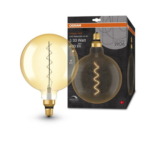 OSRAM Vintage 1906 LED-Lampe, Gold-Tönung, 4,8W, 400lm , Warmweiß , E27-Leuchtmittel-LEDVANCE Shop