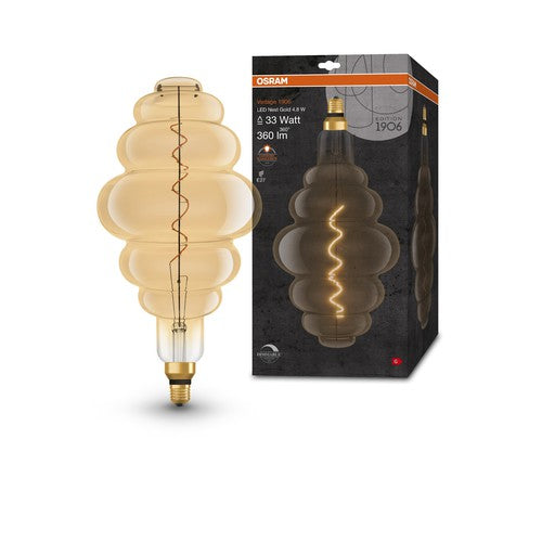 OSRAM Vintage 1906 LED-Lampe, Gold-Tönung, 4,8W, 360lm , Warmweiß , E27-Leuchtmittel-LEDVANCE Shop