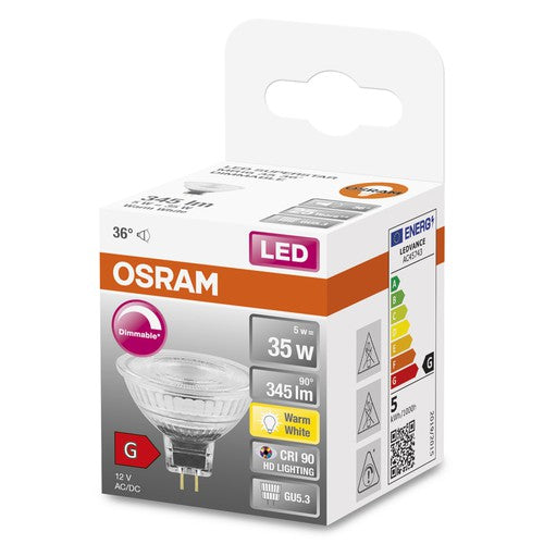 OSRAM Superstar Reflektorlampe für GU5.3-Sockel, klares Glas ,Warmweiß (2700K), 345 Lumen, Ersatz für herkömmliche 35W-Leuchtmittel, dimmbar, 1-er Pack-Leuchtmittel-LEDVANCE Shop