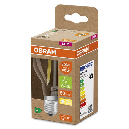 OSRAM LED Lampe Energieeffizienzklasse A Filament Classic Klar, 4W/3000K, E27 , Warmweiß-Leuchtmittel-LEDVANCE Shop