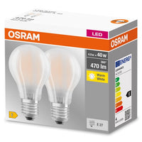 OSRAM LED-Lampe, Sockel: E27, Warm White, 2700 K, 4 W, Ersatz für 40-W-Glühbirne, matt, LED BASE CLASSIC A-Leuchtmittel-LEDVANCE Shop