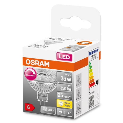 OSRAM LED SUPERSTAR MR16 12V LED Spot dimmbar (ex 35W) 4,9W / 2700K Warmweiß GU5.3-Leuchtmittel-LEDVANCE Shop