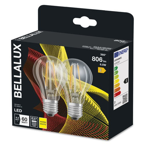 BELLALUX LED-Lampe, Sockel: E27, Warm White, 2700 K, 7 W, Ersatz für 60-W-Glühbirne, klar, ST CLAS A-Leuchtmittel-LEDVANCE Shop