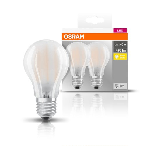 OSRAM LED-Lampe, Sockel: E27, Warm White, 2700 K, 4 W, Ersatz für 40-W-Glühbirne, matt, LED BASE CLASSIC A-Leuchtmittel-LEDVANCE Shop