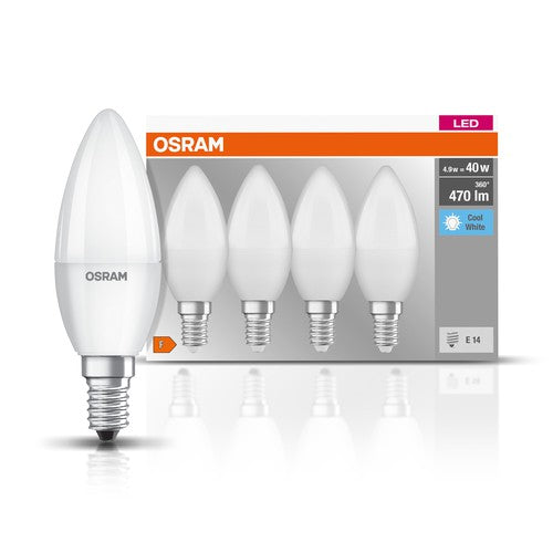 OSRAM LED Base LED Lampe Kerzenform matt (ex 40W) 5,5W / 4000K Kaltweiß E14 4er Pack-Leuchtmittel-LEDVANCE Shop