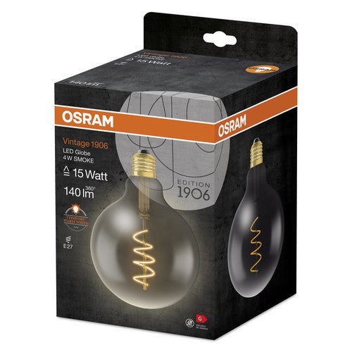 OSRAM Vintage 1906® GLOBE LED Lampe (ex 15W) 5W / 1800K Warmweiß E27 Rauchglas Optik, E27-Leuchtmittel-LEDVANCE Shop