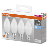 OSRAM LED Base LED Lampe Kerzenform matt (ex 40W) 5,5W / 4000K Kaltweiß E14 4er Pack-Leuchtmittel-LEDVANCE Shop