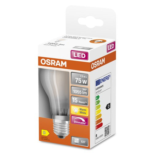 OSRAM LED Retrofit Classic A LED Lampe matt dimmbar (ex 75W) 9W / 2700K Warmweiß E27-Leuchtmittel-LEDVANCE Shop