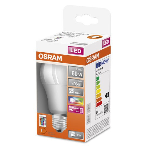 OSRAM LED Retrofit RGBW LED Lampe matt mehrfarbig mit Fernbedienung (ex 60W) 9W / 2700K Warmweiß E27-Leuchtmittel-LEDVANCE Shop