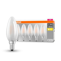 OSRAM LED Base LED Lampe Kerzenform matt (ex 40W) 4W / 2700K Warmweiß E14 5er Pack-Leuchtmittel-LEDVANCE Shop