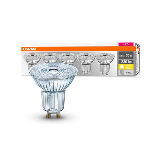 OSRAM LED Base PAR16 LED Spot (ex 35W) 2,6W / 2700K Warmweiß GU10 5er Pack-Leuchtmittel-LEDVANCE Shop
