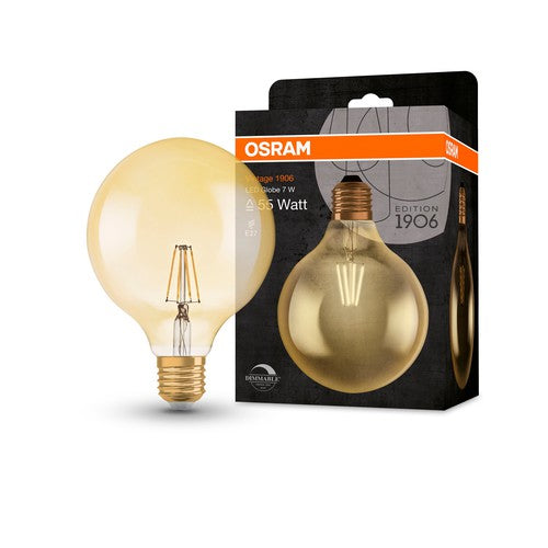 OSRAM Vintage 1906® GLOBE LED Lampe dimmbar (ex 55W) 7W / 2500K Warmweiß E27 Gold Optik-Leuchtmittel-LEDVANCE Shop