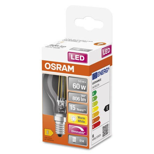 OSRAM Retrofit Classic P LED Lampe dimmbar (ex 60W) 6,5W / 2700K Warmweiß E14-Leuchtmittel-LEDVANCE Shop