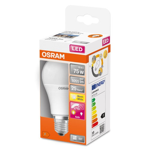OSRAM LED STAR Classic A LED Lampe mit Bewegungssensor matt (ex 75W) 11W / 2700K Warmweiß E27-Leuchtmittel-LEDVANCE Shop