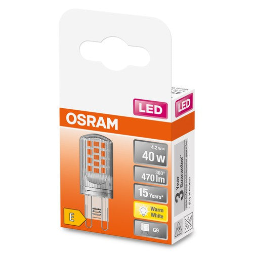 OSRAM LED Stiftsockellampe (ex 40W) 4,2W / 2700K Warmweiß PIN G9-Leuchtmittel-LEDVANCE Shop