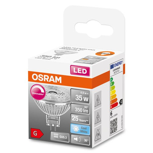 OSRAM LED SUPERSTAR MR16 12V LED Spot dimmbar (ex 35W) 4,9W / 4000K Kaltweiß GU5.3-Leuchtmittel-LEDVANCE Shop