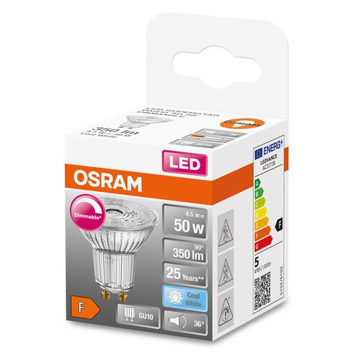 OSRAM LED SUPERSTAR PAR16 LED Spot dimmbar (ex 50W) 5,5W / 4000K Kaltweiß GU10-Leuchtmittel-LEDVANCE Shop