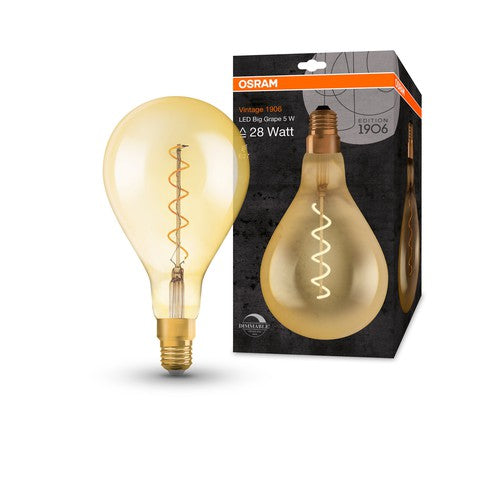 OSRAM Vintage 1906® LED Lampe dimmbar (ex 28W) 5W / 2000K Warmweiß E27 Gold Optik-Leuchtmittel-LEDVANCE Shop