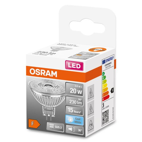 OSRAM LED STAR MR16 12V LED Spot (ex 20W) 2,6W / 4000K Kaltweiß GU5.3-Leuchtmittel-LEDVANCE Shop