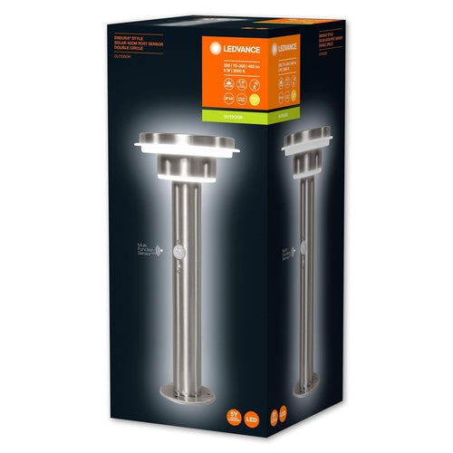 ENDURA® STYLE SOLAR DOUBLE CIRCLE Silber / 6 W, 3.2 V, Warm White, 3000 K, Gehäusematerial: Edelstahl, IP44-LEDVANCE-LEDVANCE Shop
