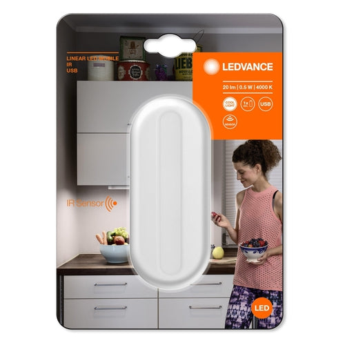 LEDVANCE Batteriebetriebene Leuchte LED: für Schrankunterseiten, Linear LED MOBILE IR USB / 0,50 W, 4.2 V, Cool White, 4000 K, Gehäusematerial: Acrylnitril-Butadien-Styrol-Copolymer (ABS), IP20-LEDVANCE-LEDVANCE Shop